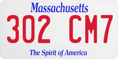 MA license plate 302CM7