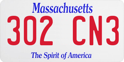 MA license plate 302CN3