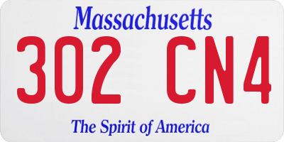 MA license plate 302CN4