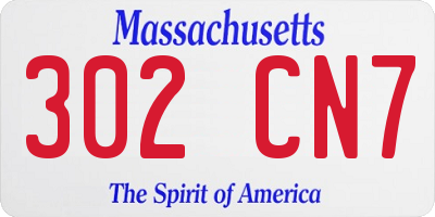 MA license plate 302CN7