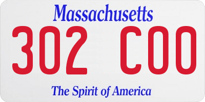 MA license plate 302CO0