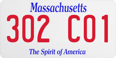 MA license plate 302CO1