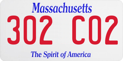 MA license plate 302CO2