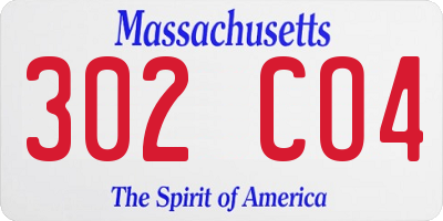 MA license plate 302CO4