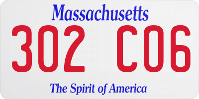 MA license plate 302CO6