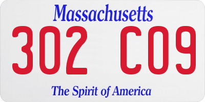 MA license plate 302CO9