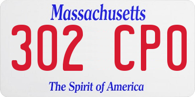 MA license plate 302CP0