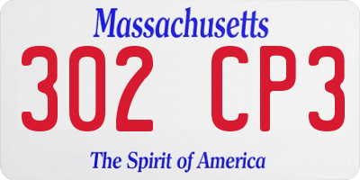 MA license plate 302CP3