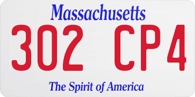 MA license plate 302CP4