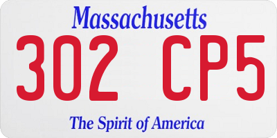 MA license plate 302CP5