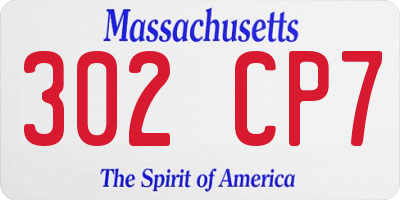 MA license plate 302CP7