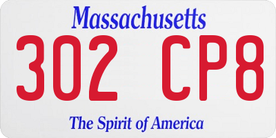 MA license plate 302CP8