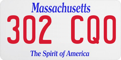 MA license plate 302CQ0