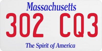 MA license plate 302CQ3