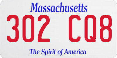 MA license plate 302CQ8
