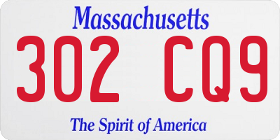 MA license plate 302CQ9