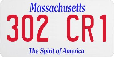 MA license plate 302CR1