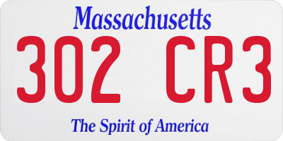 MA license plate 302CR3