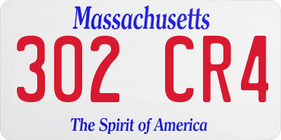MA license plate 302CR4