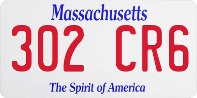 MA license plate 302CR6