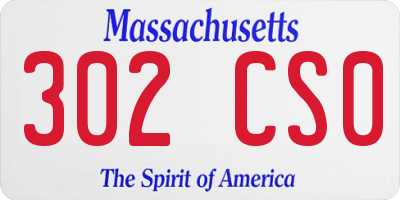 MA license plate 302CS0