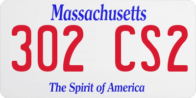 MA license plate 302CS2