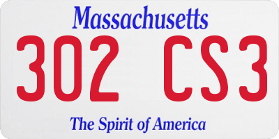 MA license plate 302CS3