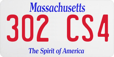 MA license plate 302CS4
