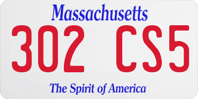 MA license plate 302CS5