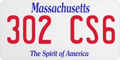 MA license plate 302CS6