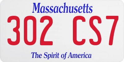 MA license plate 302CS7