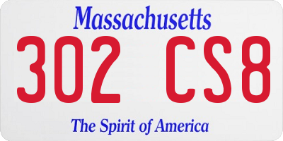 MA license plate 302CS8