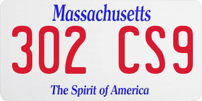 MA license plate 302CS9