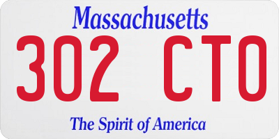 MA license plate 302CT0