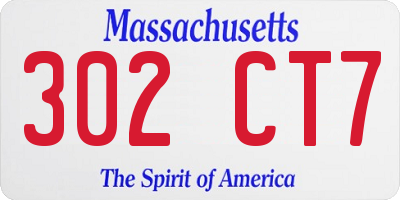 MA license plate 302CT7