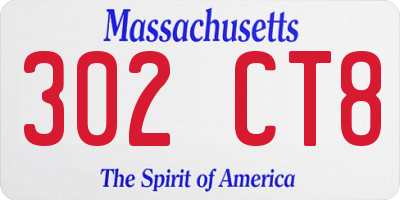 MA license plate 302CT8