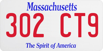 MA license plate 302CT9