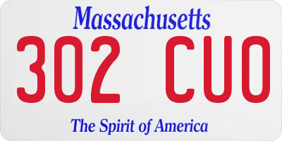 MA license plate 302CU0