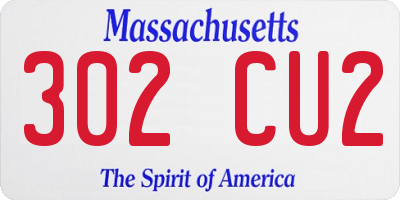 MA license plate 302CU2