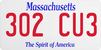 MA license plate 302CU3
