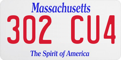 MA license plate 302CU4