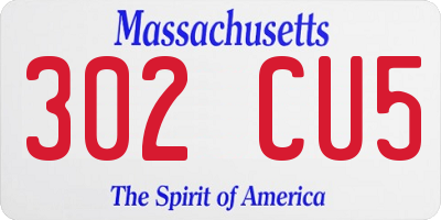 MA license plate 302CU5