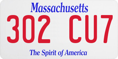 MA license plate 302CU7