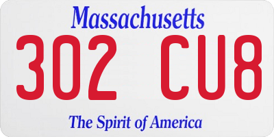 MA license plate 302CU8