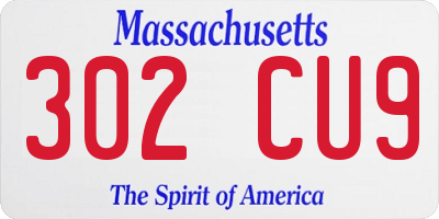MA license plate 302CU9