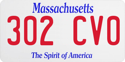 MA license plate 302CV0
