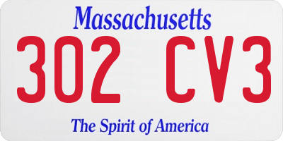 MA license plate 302CV3