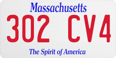 MA license plate 302CV4