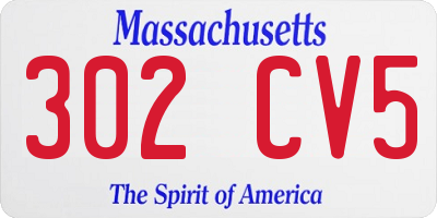 MA license plate 302CV5