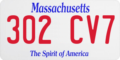 MA license plate 302CV7